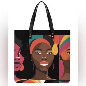 Colorful Afrocentric Graphic Leather Tote Bag